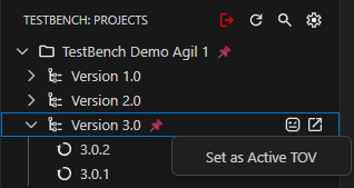 Set as Active TOV action in Projects View