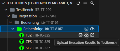 Upload execution results action in Test Themes