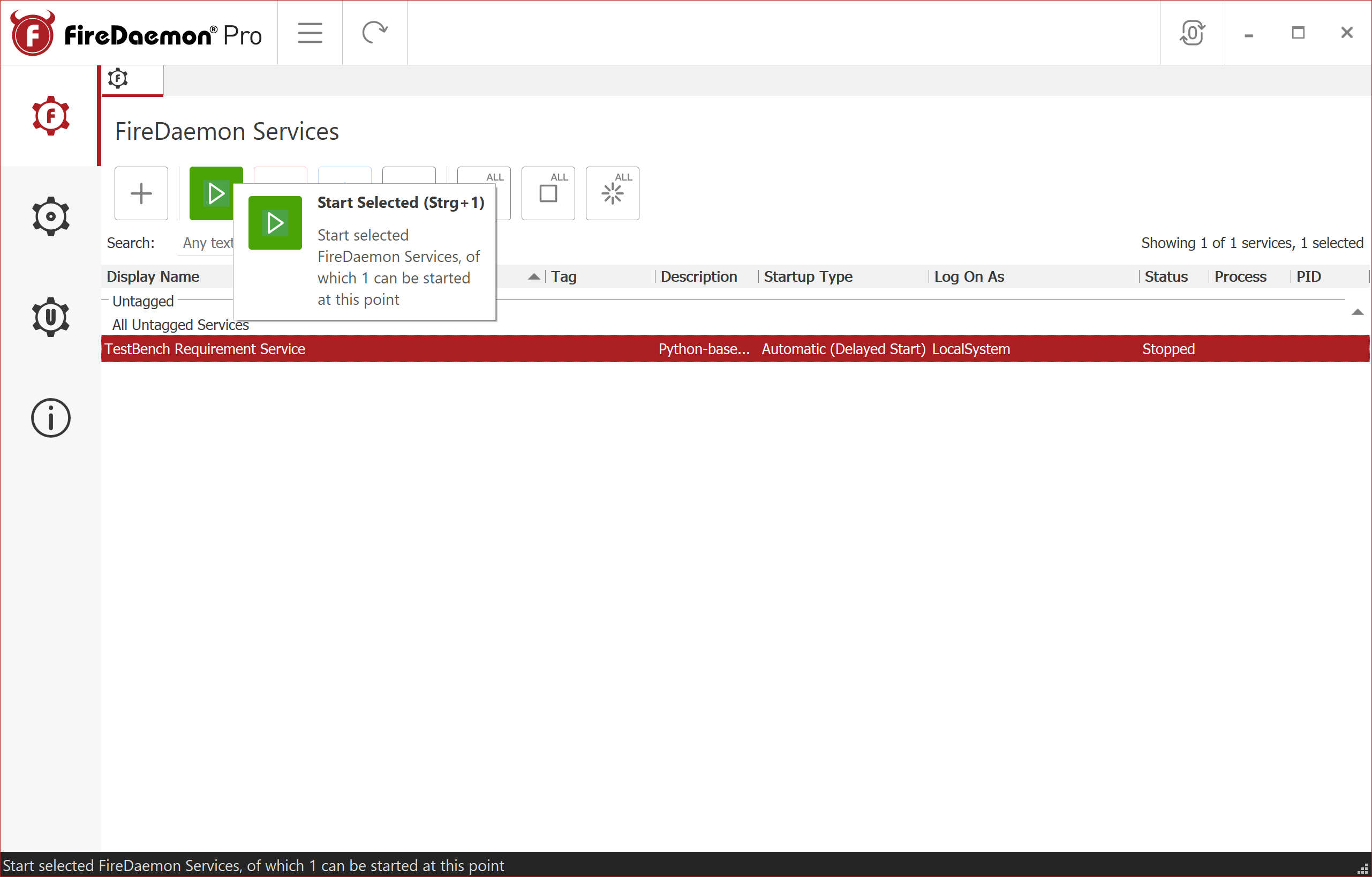 FireDaemon GUI Start Service