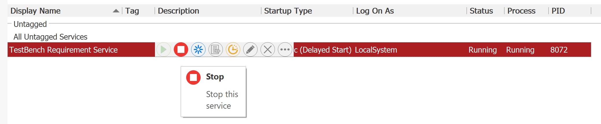 FireDaemon GUI Stop Service