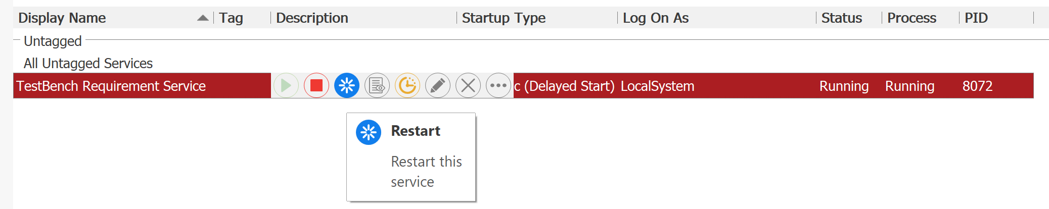 FireDaemon GUI Restart Service