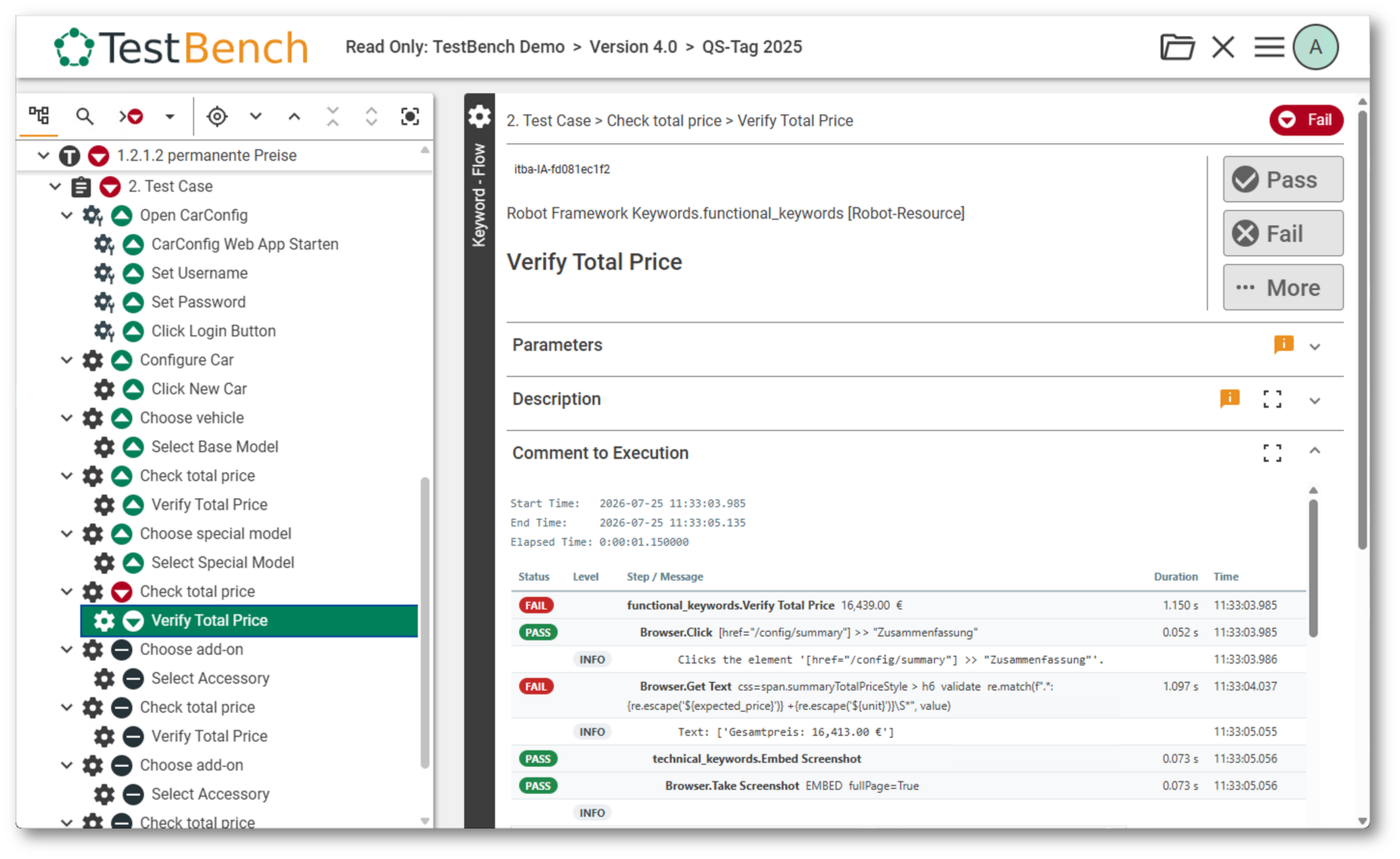 Test Case Set Execution in iTORX