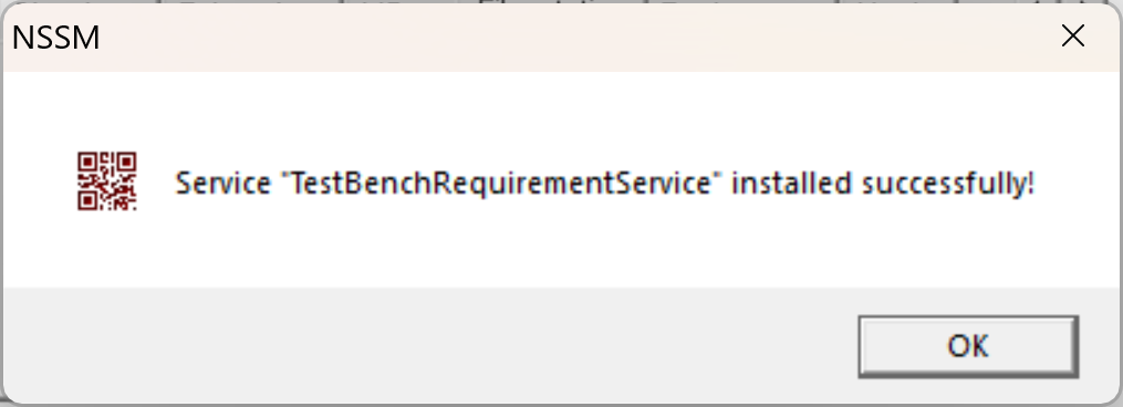 NSSM GUI Successful Install