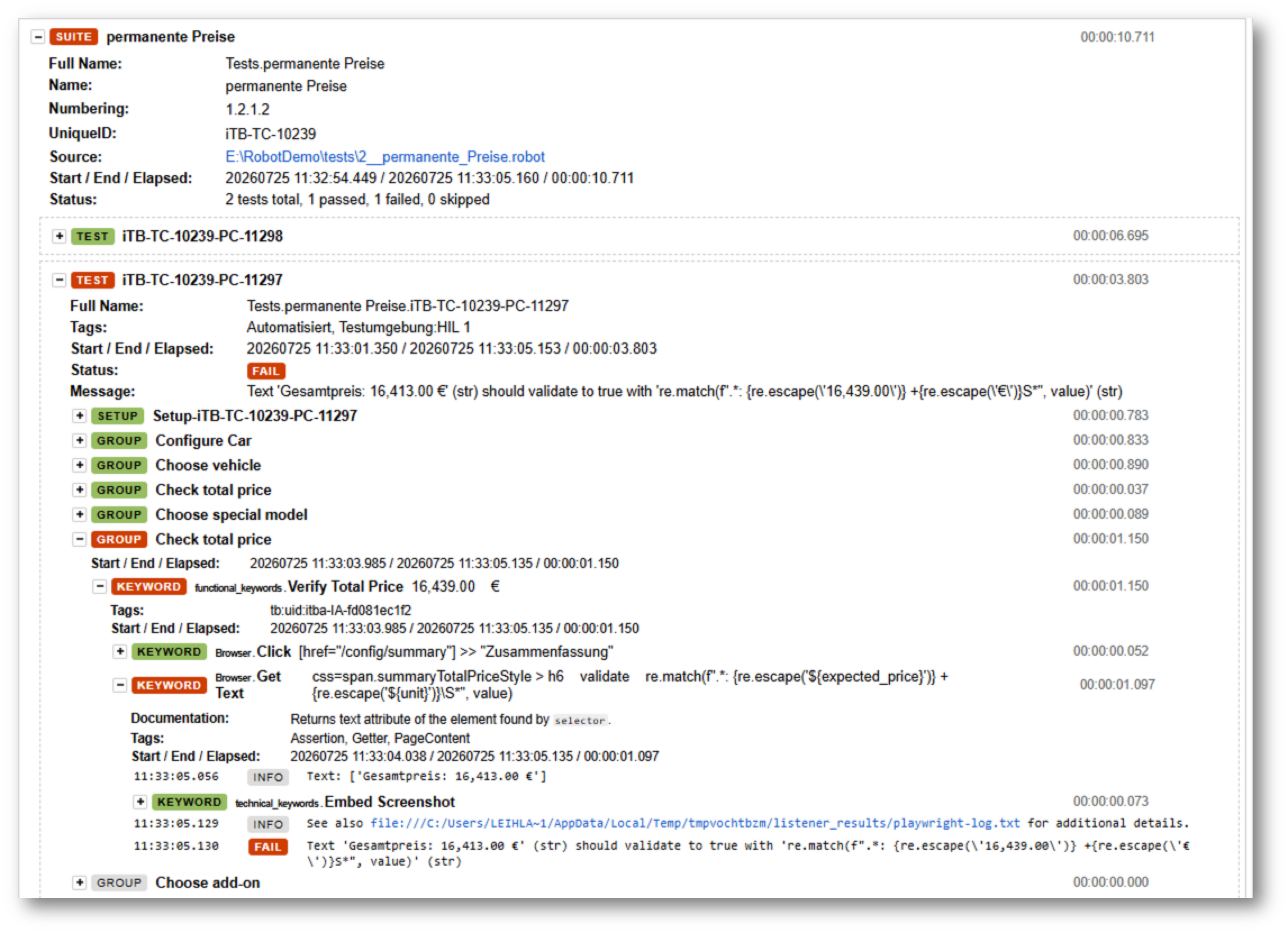 Robot Framework log.html