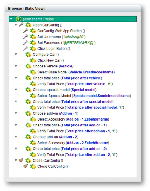 Test Sequence Structure in Browser